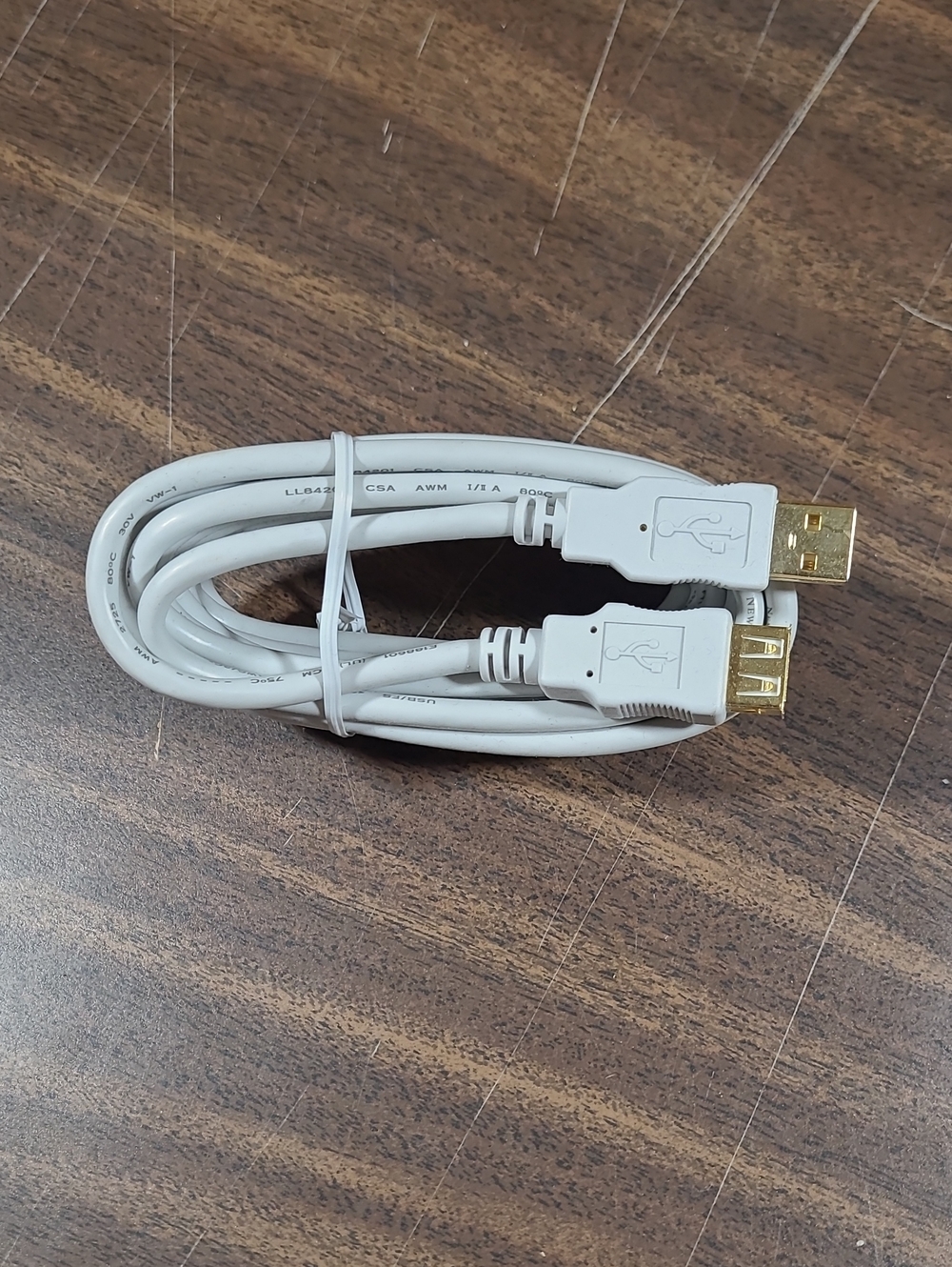 White USB Male to Female Gold-Plated Cable